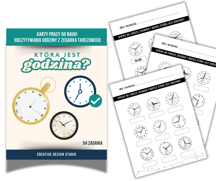 Karty Pracy / test ze Znajomości Odczytywania Godziny z Zegarka Tarczowego. Która jest godzina? Test