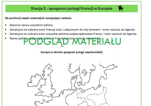 Okres napoleoński - stacje zadaniowe klasa 6