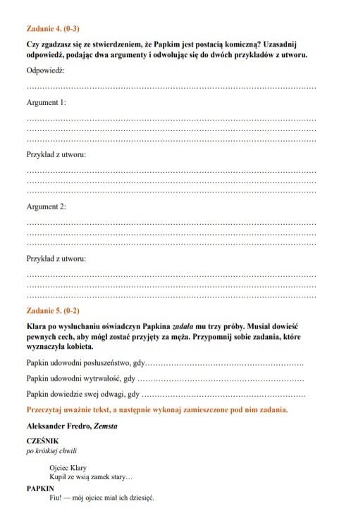 Karta pracy "Zemsta"