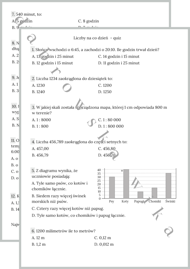 Liczby na co dzień - quiz