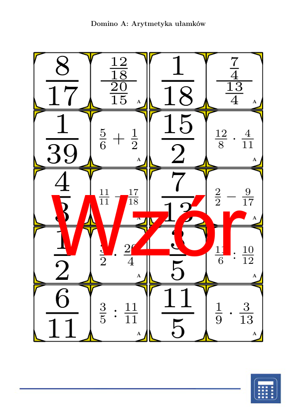 Domino - Arytmetyka ułamków | matematyka