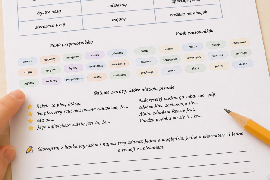 Opis psa Reksia – karta pracy do opisu