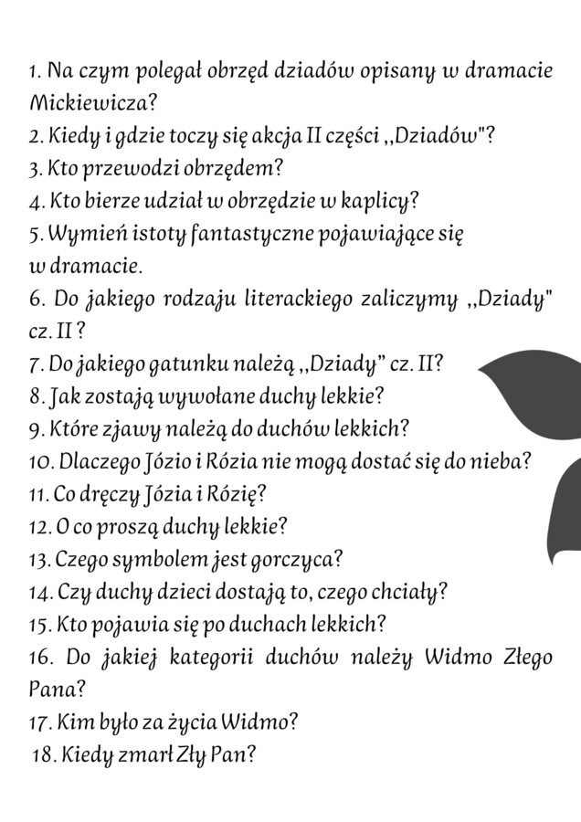 ,,Dziady" cz. II Mickiewicza! Zestaw 50 pytań + odpowiedzi! Przygotowanie do E8!