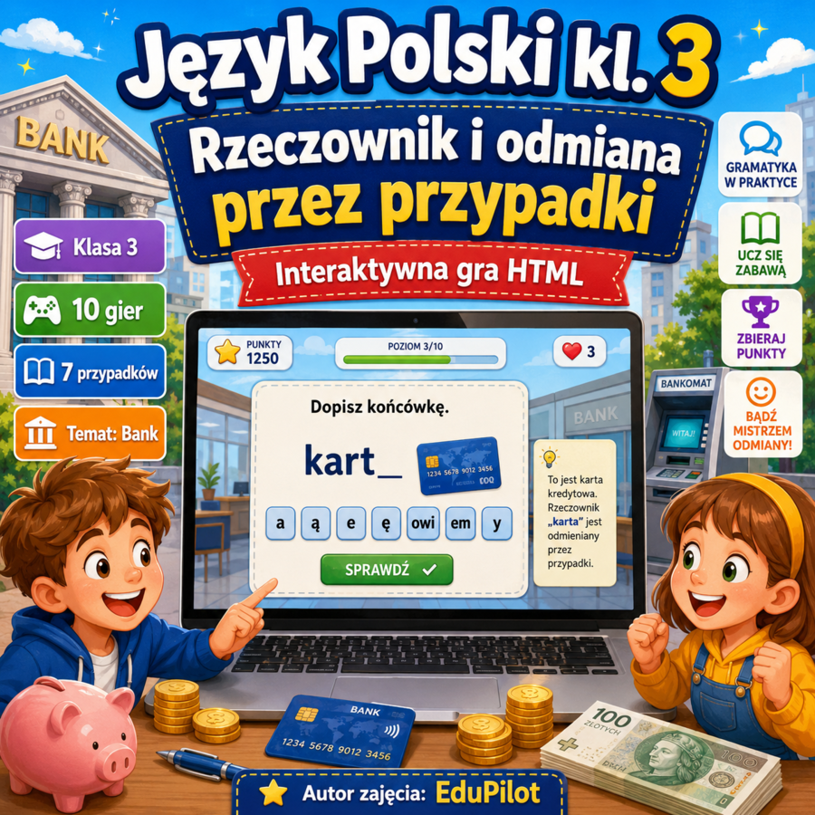 Odmiana rzeczowników "Jesteśmy w banku"
