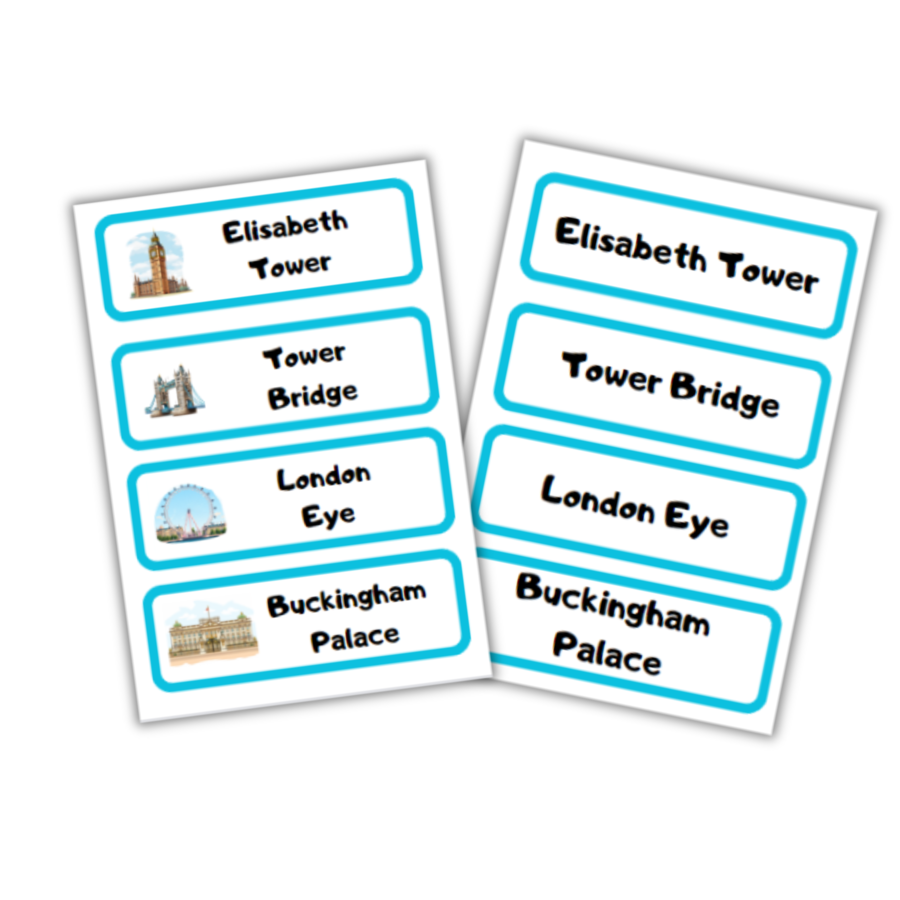 London Landmarks Flashcards - Karty obrazkowe z zabytkami i atrakcjami Londynu