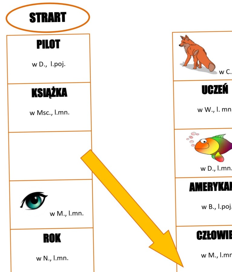 Gra planszowa do utrwalania przypadków.
