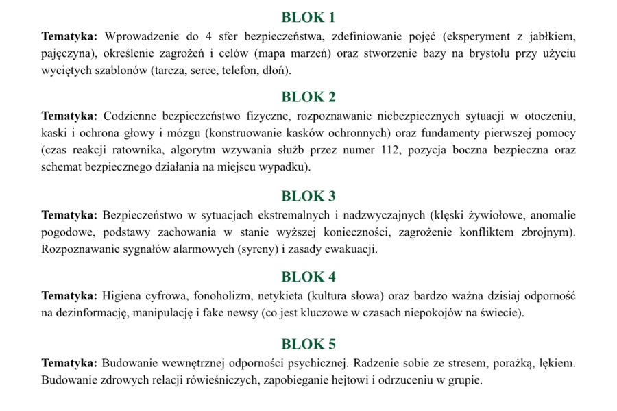 Projekt/ Innowacja "Kierunek BEZPIECZEŃSTWO"- przedszkola, szkoły podstawowe
