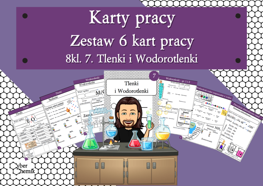 Karty pracy - Klasa 8. Chemia – Zestaw 6 kart pracy do działu 7 "Tlenki i Wodorotlenki"
