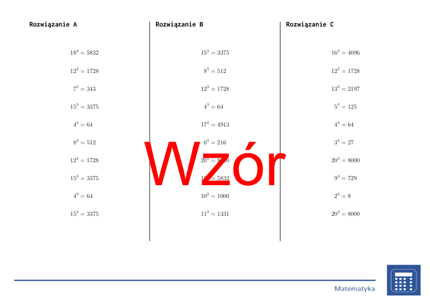 Sześcian liczb naturalnych | matematyka | 26 kolumn