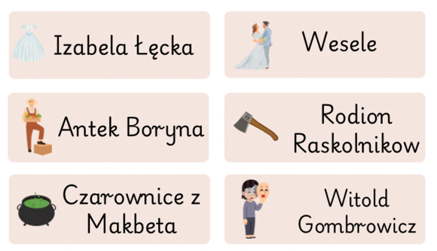 Literackie kalambury - scenariusz ćwiczenia + przykładowe hasła