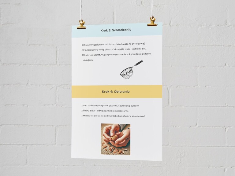 Jak obrać i przechowywać migdały? Plakat edukacyjny.