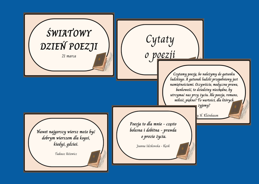 ŚWIATOWY DZIEŃ POEZJI – cytaty – gazetka – 21 str. – fiszki – wersja 1