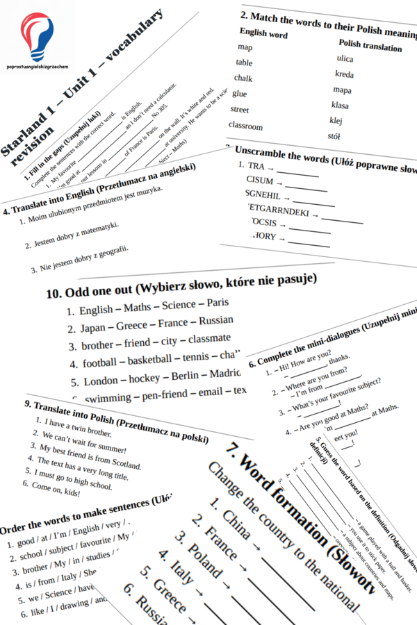 Starland 1 – Module 1 – vocabulary revision