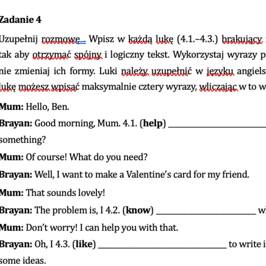 MINI ARKUSZ JĘZYK ANGIELSKI EGZAMIN ÓSMOKLASISTY - E8 VALENTINE'S DAY