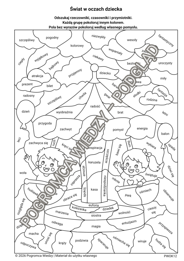 Świat w oczach dziecka - karta pracy + klucz odpowiedzi