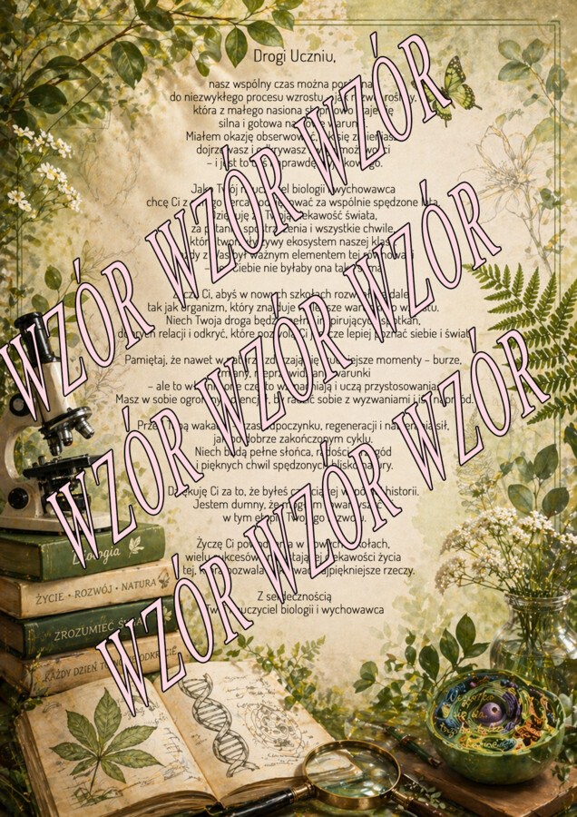 🩵LIST OD NAUCZYCIELA BIOLOGII I WYCHOWAWCY🩵