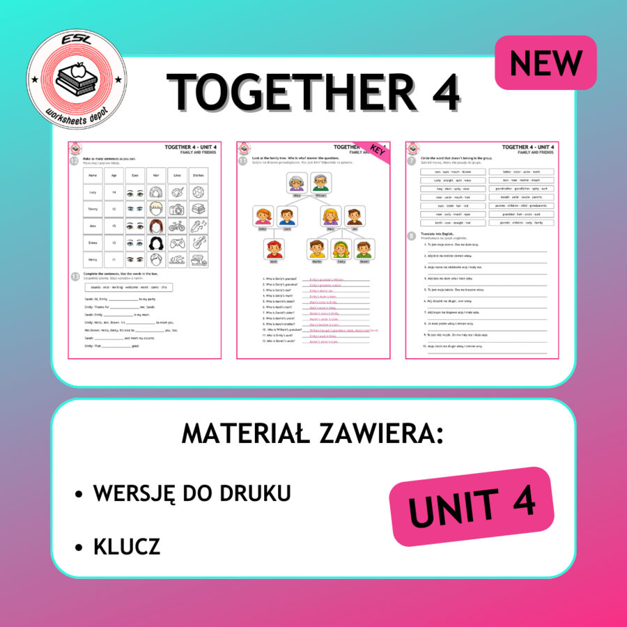 Together 4 Unit 4 - Vocabulary Activities - NEW edition