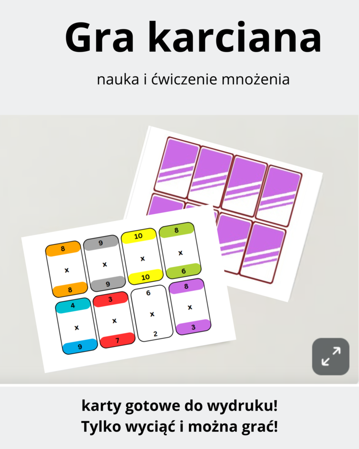 Gra karciana "WOJNA"- mnożenie w zakresie 100