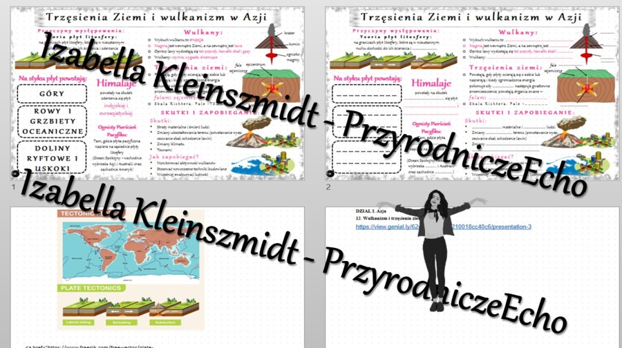 Minizestaw na temat „Wulkanizm i trzęsienia ziemi w Azji„ – sketchnotka + karta pracy w power point + gratisowy link do prezentacji multimedialnej niekomercyjnej wykonanej w genial.ly do indywidualnego pobrania i użycia do celów niekomercyjnych. Geografi