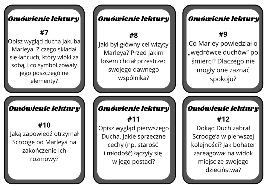 "Opowieść wigilijna" - karty dyskusyjne