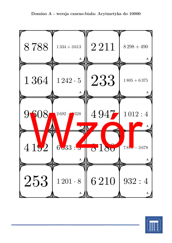 Domino - Arytmetyka do 10000 | matematyka