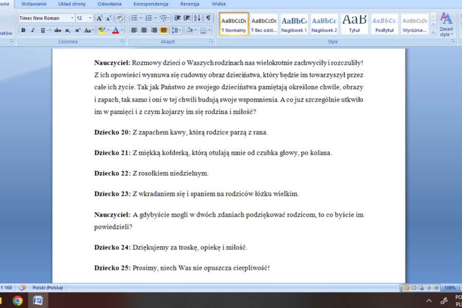 Dzień Rodziny/ Mamy i Taty inny niż wszystkie! Scenariusz przedstawienia + upominki