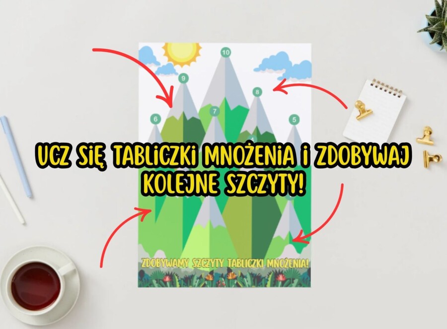 Zdobywamy szczyty tabliczki mnożenia - plakat do druku