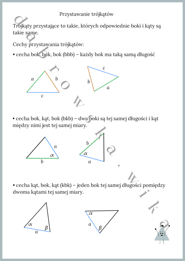 Przystawanie trójkątów - notatka