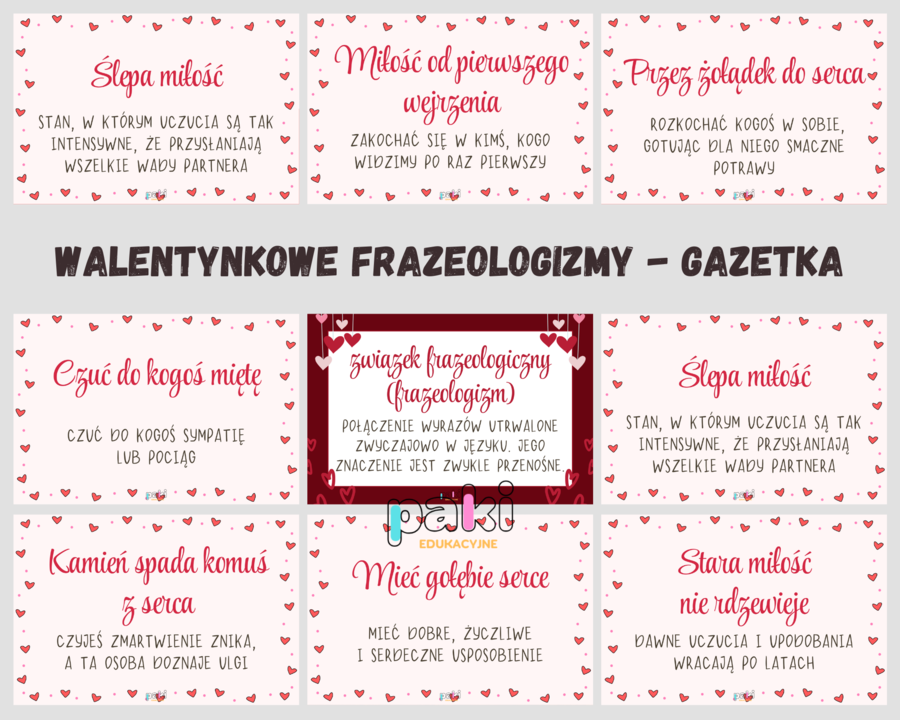 Frazeologia z sercem, związki frazeologiczne, Międzynarodowy Dzień Języka Ojczystego - GAZETKA i nie tylko :)