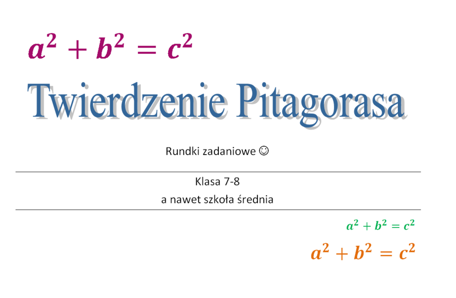 Twierdzenie Pitagorasa - rundki zadaniowe klasa 7, 8