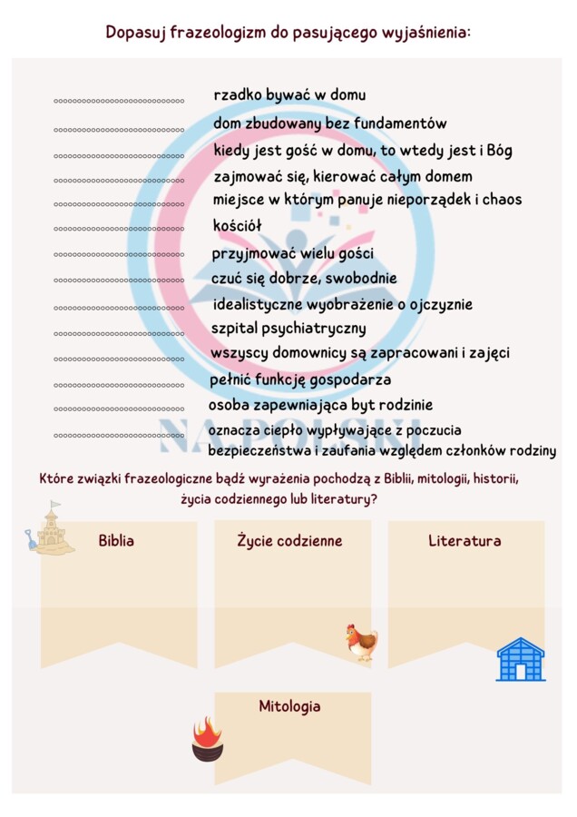 Związki frazeologiczne - DOM - ćwiczenia