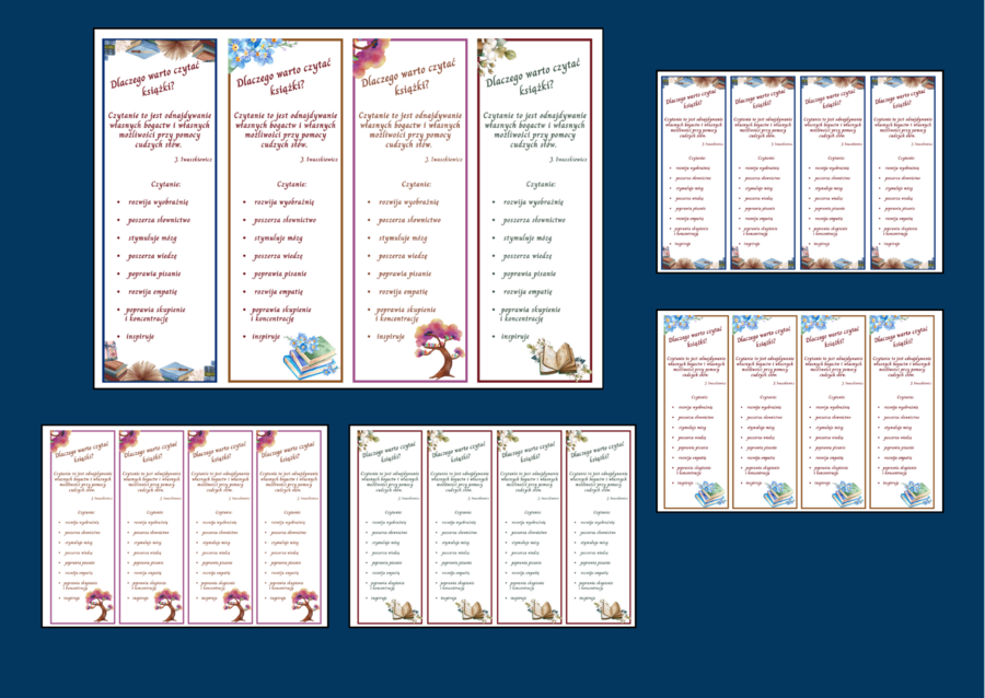 DLACZEGO WARTO CZYTAĆ KSIĄŻKI? - zalety czytania - Dzień Książki – BIBLIOTEKA - zakładki do książek – zakładka – wersja 1