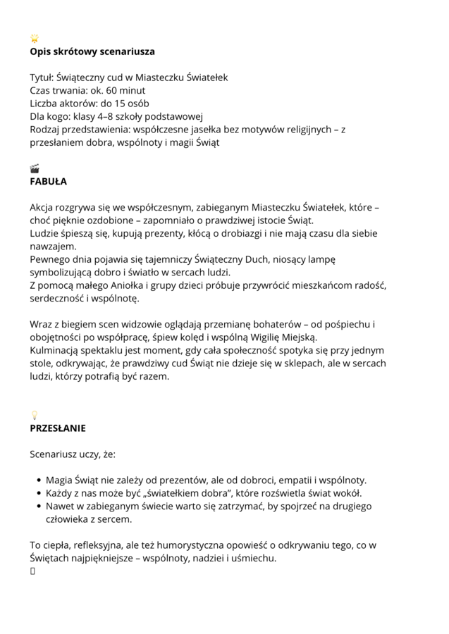 PAKIET 3 SCENARIUSZY NA JASEŁKA 🎄(klasy 4-8)