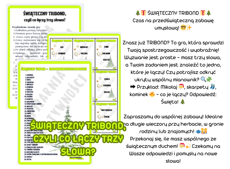 ŚWIĄTECZNY TRIBOND, czyli co łączy trzy słowa? (godzina wychowawcza, zajęcia integracyjne, niezapowiedziane zastępstwa, czas wolny)