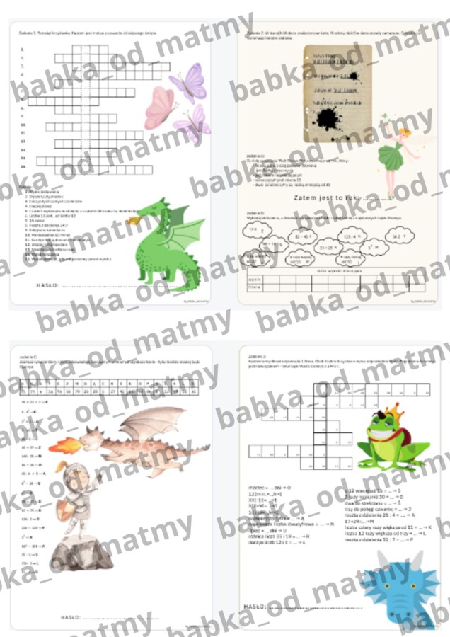 Matematyczny dzień postaci z bajek cz. II - dla klas IV - V