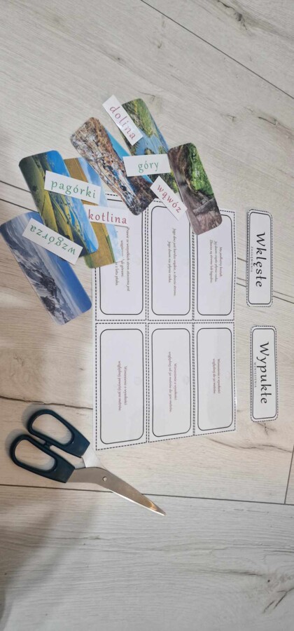 Materiał do zalaminowania/praca w grupach/stacje zadaniowe/układanka/puzzle „Ukształtowanie terenu” w pdf. Przyroda, dział „Poznajemy krajobraz najbliższej okolicy”.