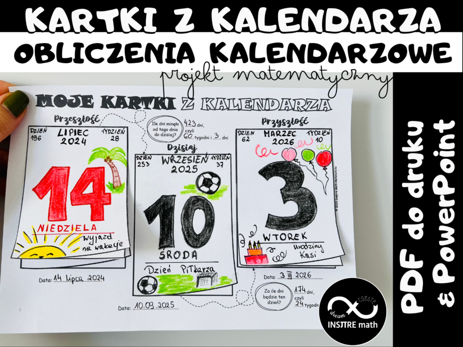 Projekt matematyczny - Kartki z kalendarza. Obliczenia kalendarzowe, kalendarz.