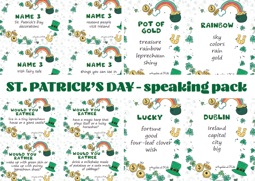 St. Patrick's Day speaking pack (Dzień św. Patryka) mówienie pakiet, j. angielski