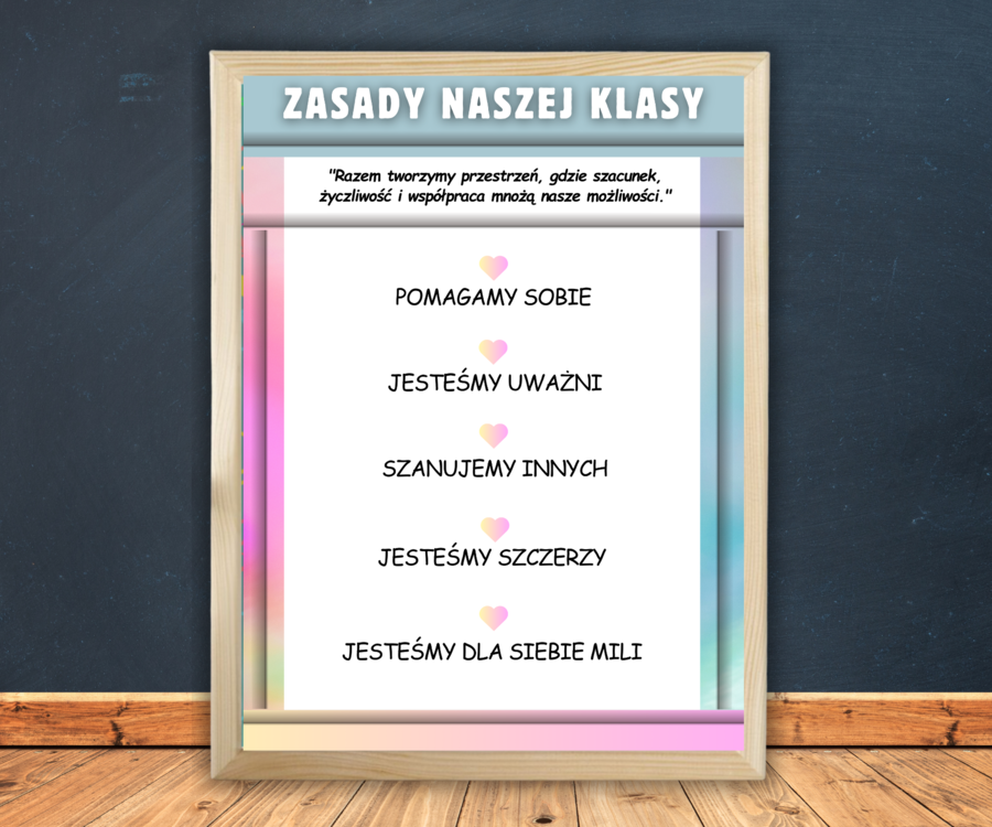 Zestaw Obrazków do szkolnej sali z możliwością DRUKU. Tabliczka Mnożenia, zasady klasy, tekst Inspirujący.