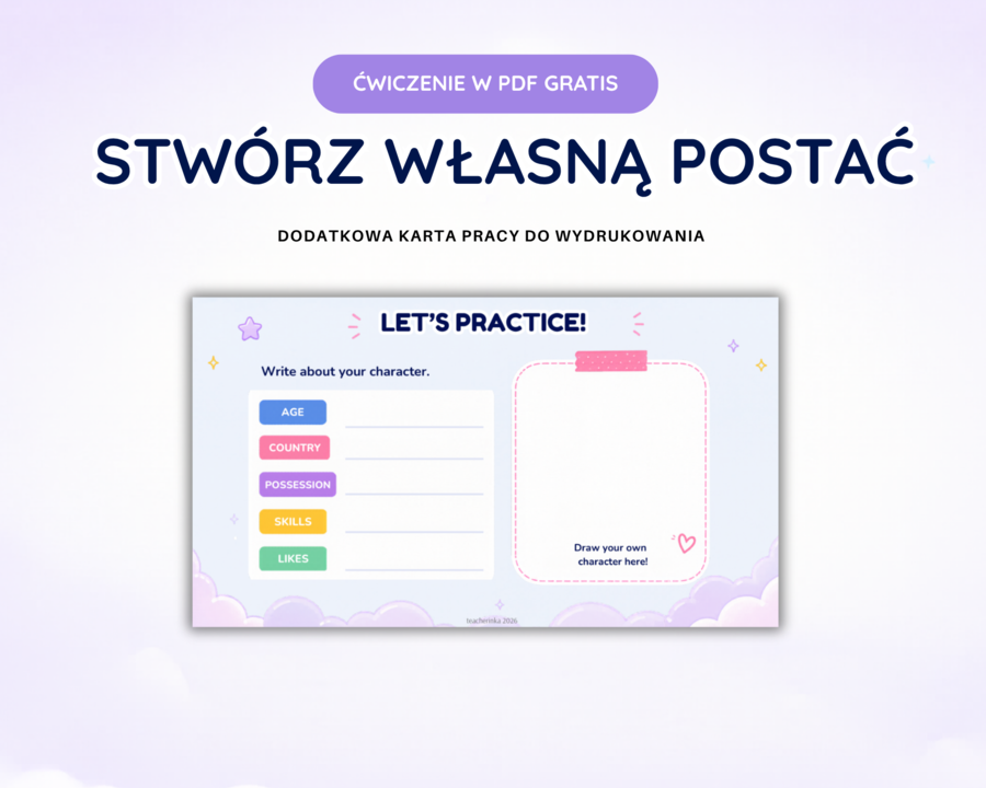Speaking klasa 3 i 4 : Describe your Character Interaktywna Prezentacja na koniec roku