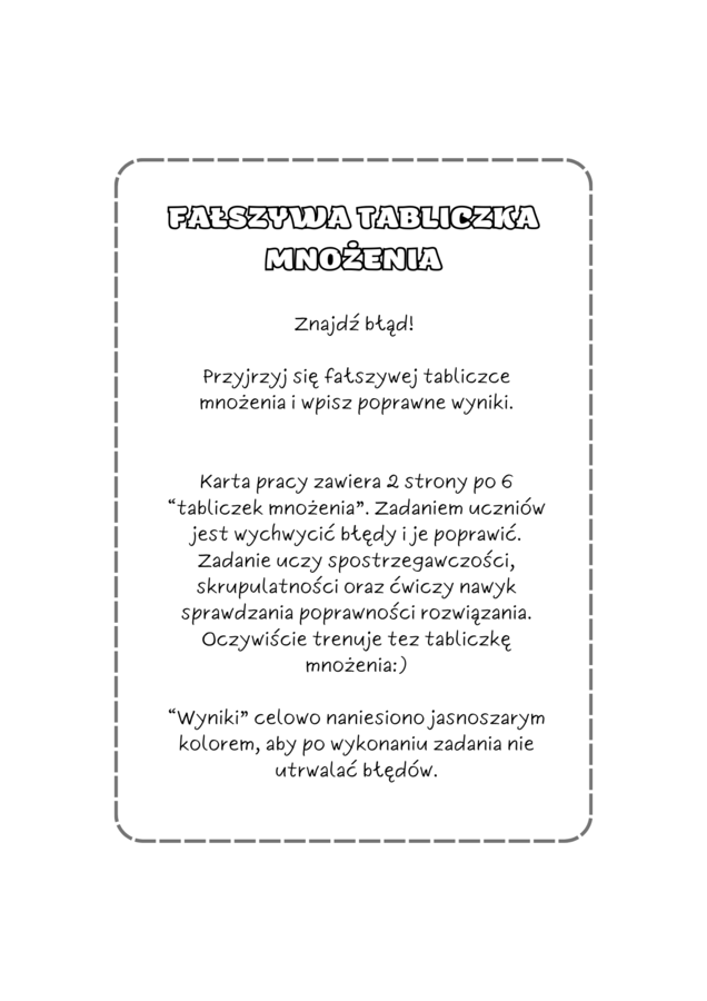 Fałszywa tabliczka mnożenia. Dzień Tabliczki Mnożenia. Dzień Kropki