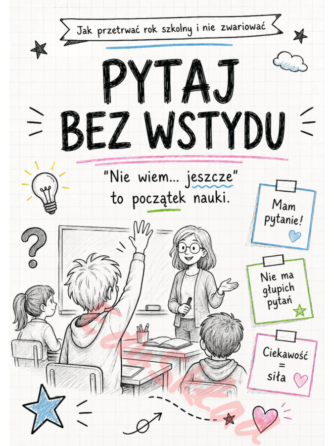 Jak przetrwać rok szkolny i nie zwariować – gazetka ścienna w stylu zeszytowym