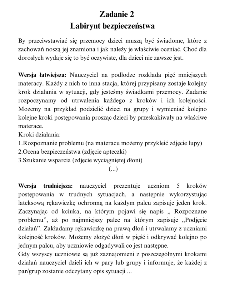 Projekt "STOP przemocy!" dla przedszkola i szkół podstawowych