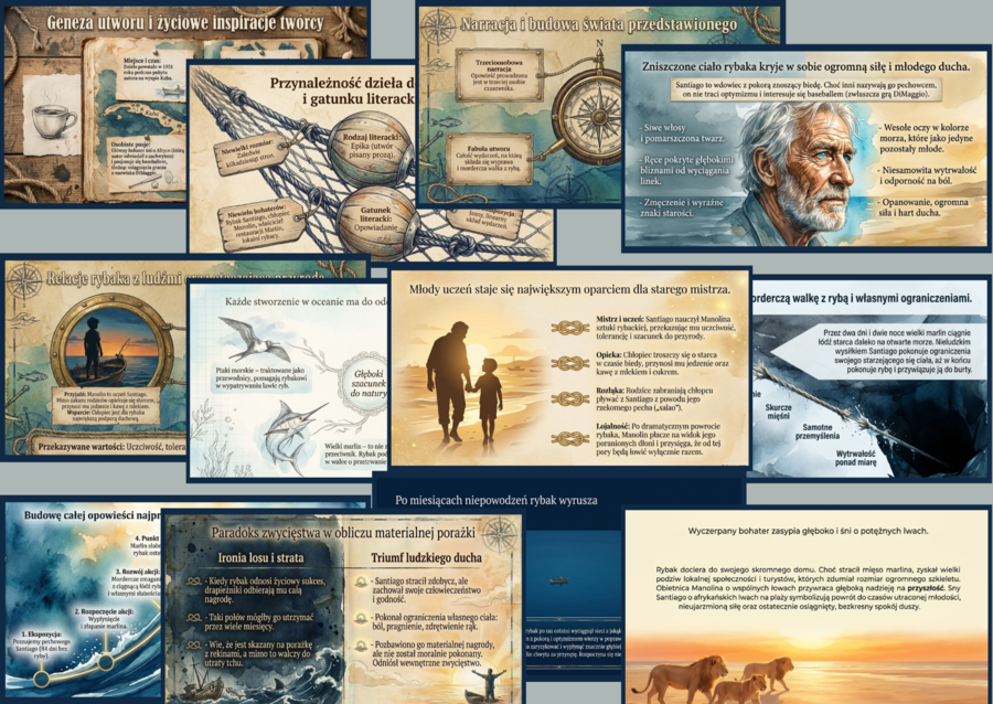 🐟STARY CZŁOWIEK I MORZE - prezentacja - 17 slajdów