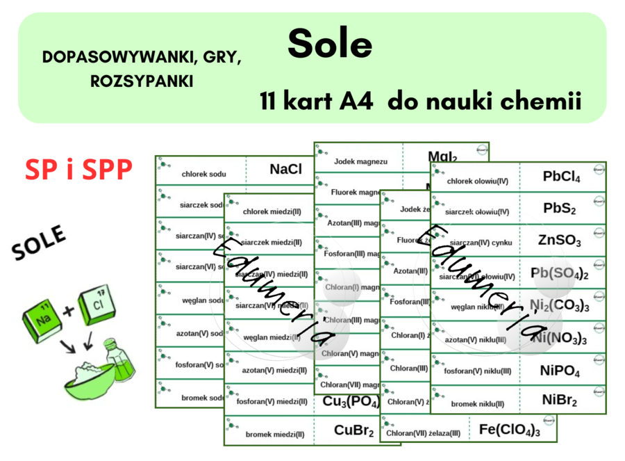 Chemiczna rozsypanka, dopasowywanka - SOLE - 88 przykładów