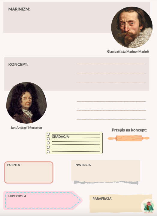 Barok – wiersze barokowe, marinizm, koncept (myślownik)