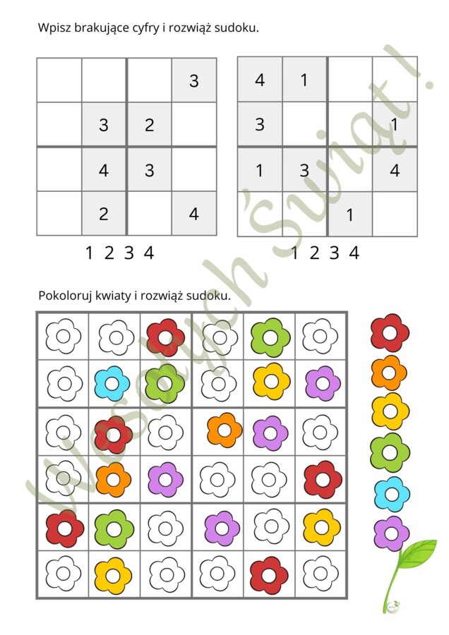 Sudoku -wiosenne i wielkanocne łamigłówki
