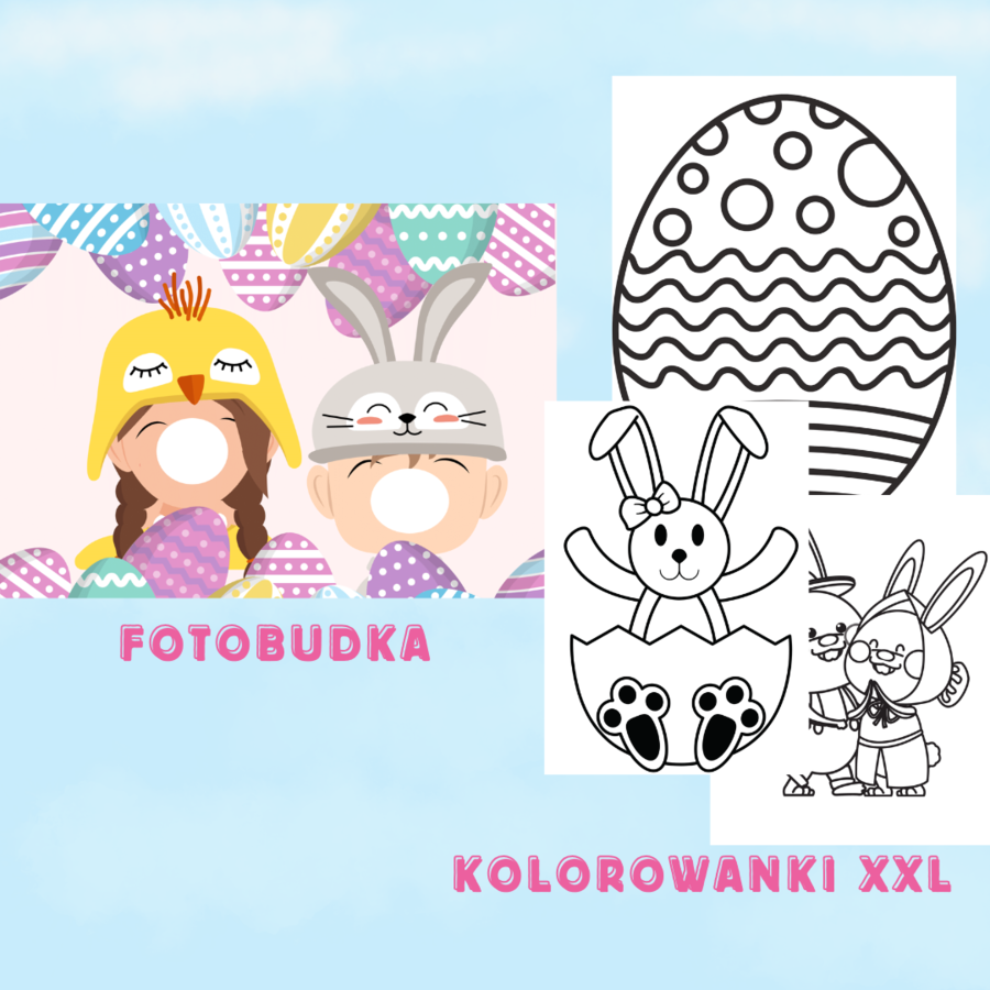 Wielkanoc- Fotobudka + 3x Kolorowanka XXL