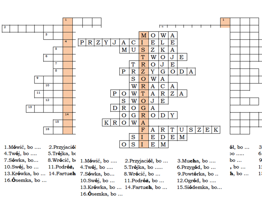 Ortograficzny logogryf dla klasy II