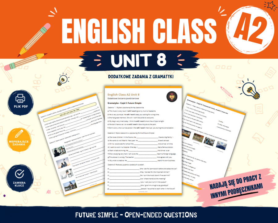 Gramatyka dla klasy 6: FutureSimple Open Ended Questions  Na podstawie English Class A2 Unit 8